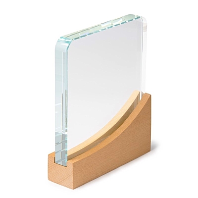 Glass Statuette with Wodden Stand Laser Engraving - Rectangular